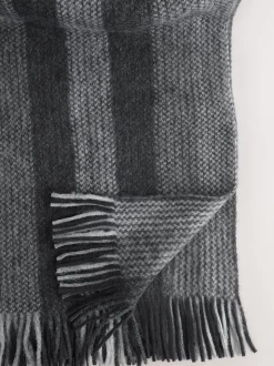 Grey Black/White Stripe Knitted Scarf