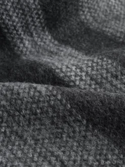 Grey Black/White Stripe Knitted Scarf