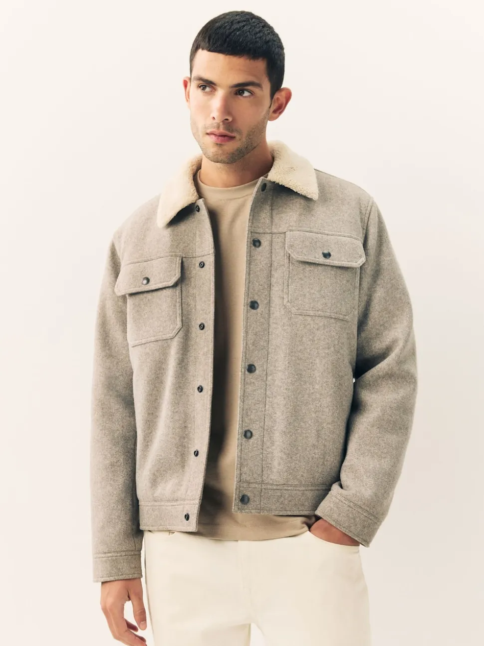 Grey Borg Lined Trucker Jacket