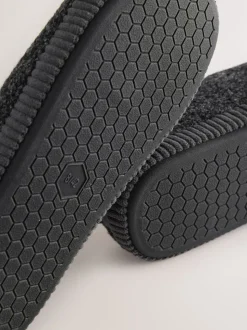 Grey Boucle Soft Mule Slippers