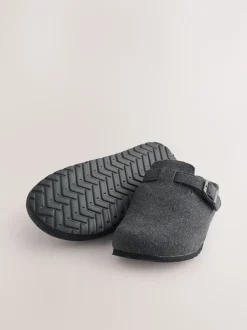 Grey Buckle Mule Slippers