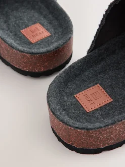 Grey Buckle Mule Slippers