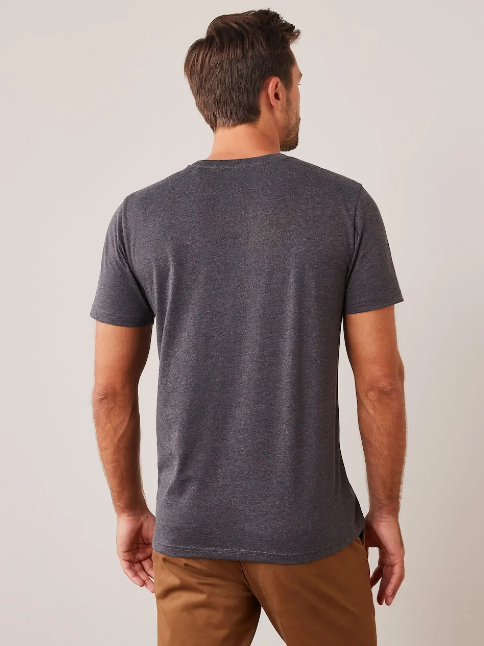 Grey Charcoal Marl Regular Fit Essential Crew Neck Cotton T-Shirt
