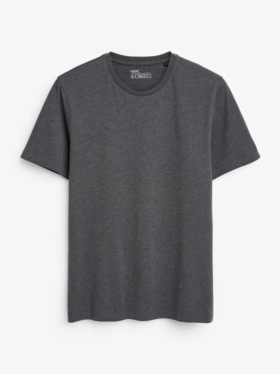 Grey Charcoal Marl Regular Fit Essential Crew Neck Cotton T-Shirt