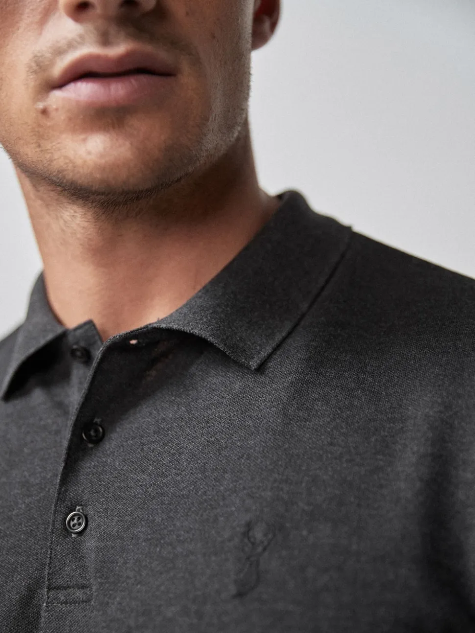 Grey Charcoal Regular Fit Short Sleeve Pique Polo Shirt
