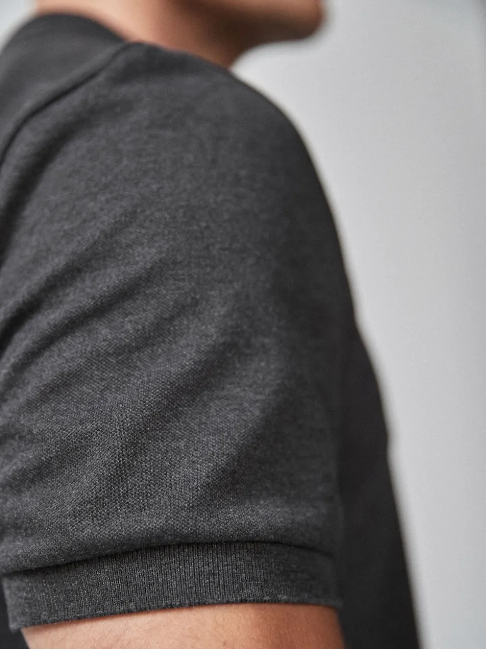 Grey Charcoal Regular Fit Short Sleeve Pique Polo Shirt