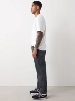 Grey Charcoal Regular Tapered Fit Classic Stretch Jeans