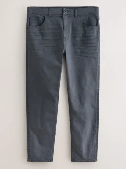 Grey Charcoal Regular Tapered Fit Classic Stretch Jeans