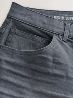Grey Charcoal Regular Tapered Fit Classic Stretch Jeans