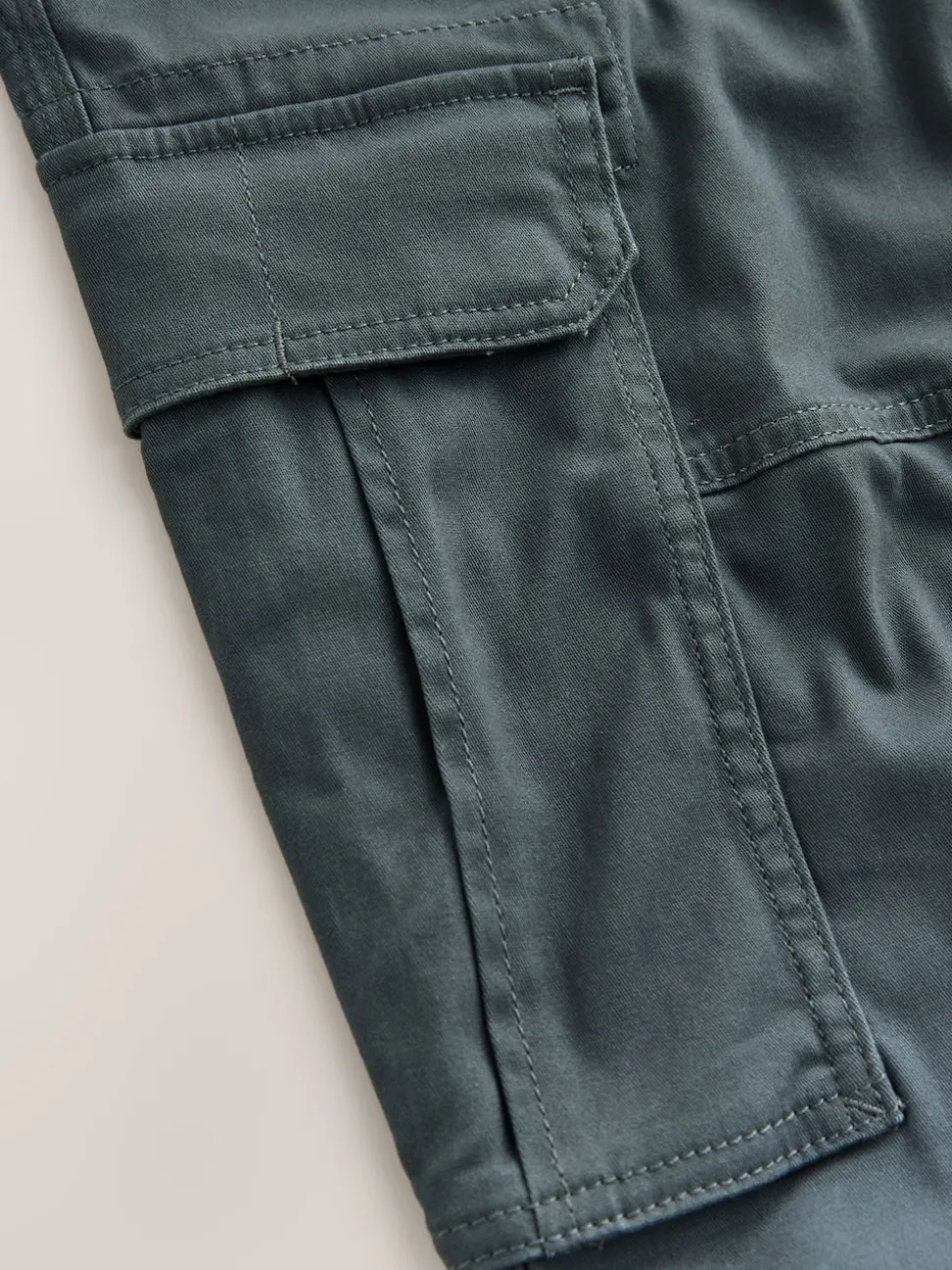 Grey Charcoal Regular Tapered Fit Cotton Stretch Cargo Trousers