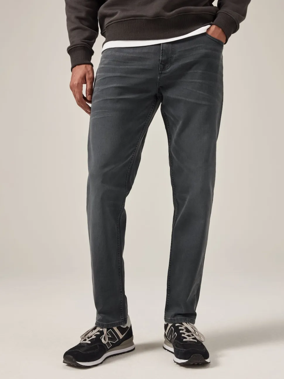 Grey Charcoal Single Slim Fit Classic Stretch Jeans