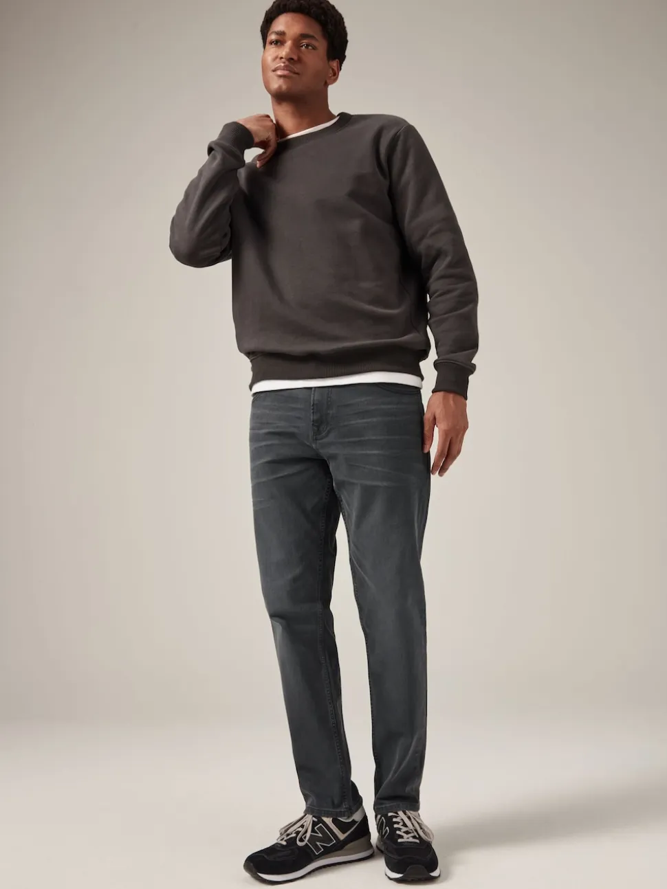 Grey Charcoal Single Slim Fit Classic Stretch Jeans