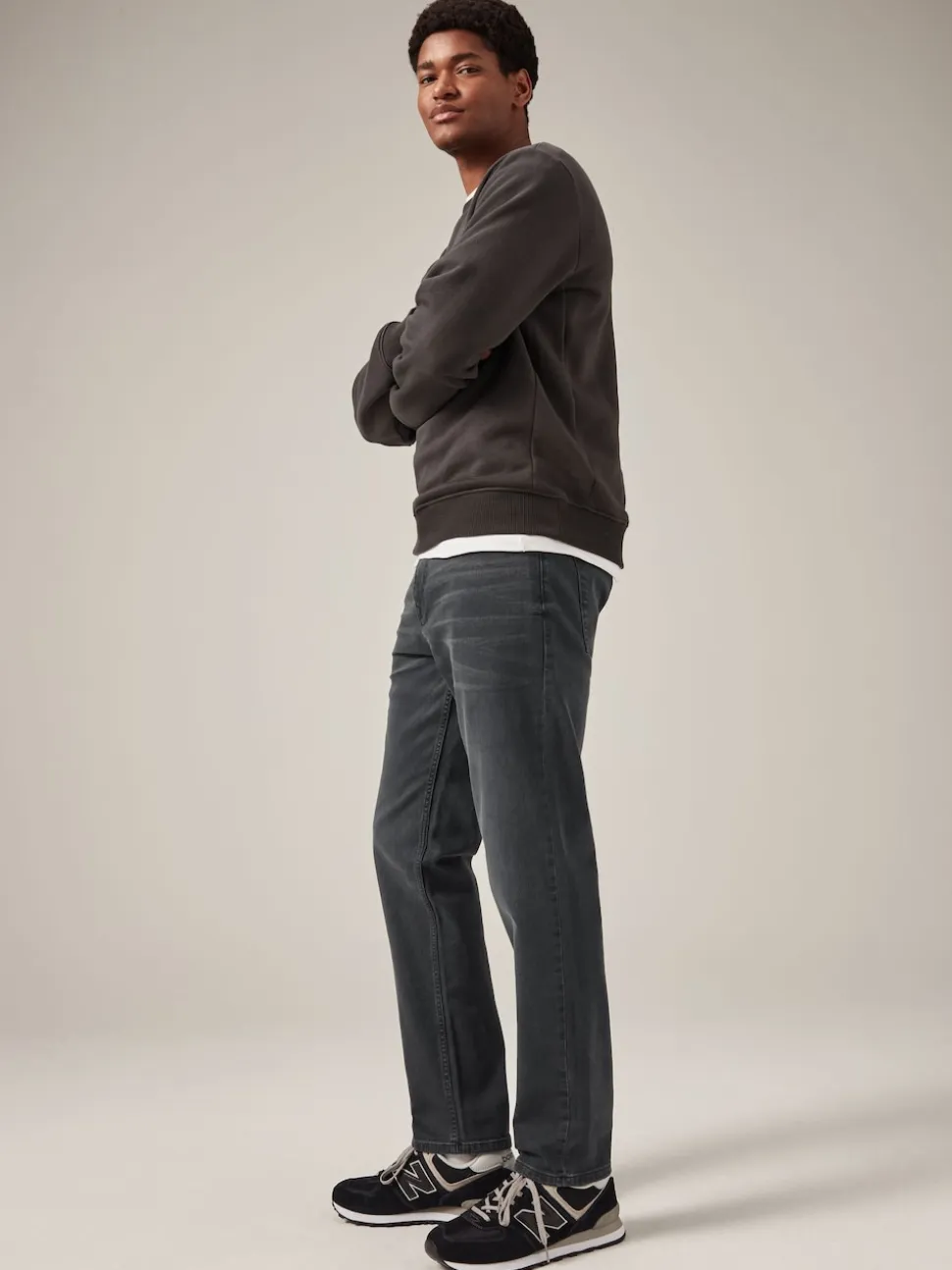 Grey Charcoal Single Slim Fit Classic Stretch Jeans