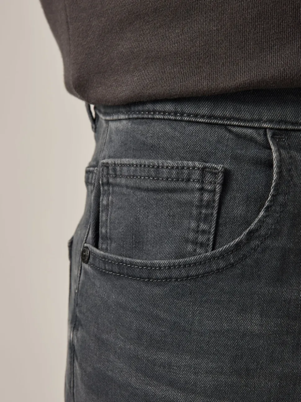 Grey Charcoal Single Slim Fit Classic Stretch Jeans
