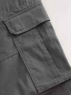 Grey Charcoal Skinny Fit Cotton Stretch Cargo Trousers