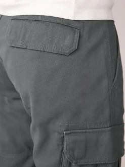 Grey Charcoal Skinny Fit Cotton Stretch Cargo Trousers