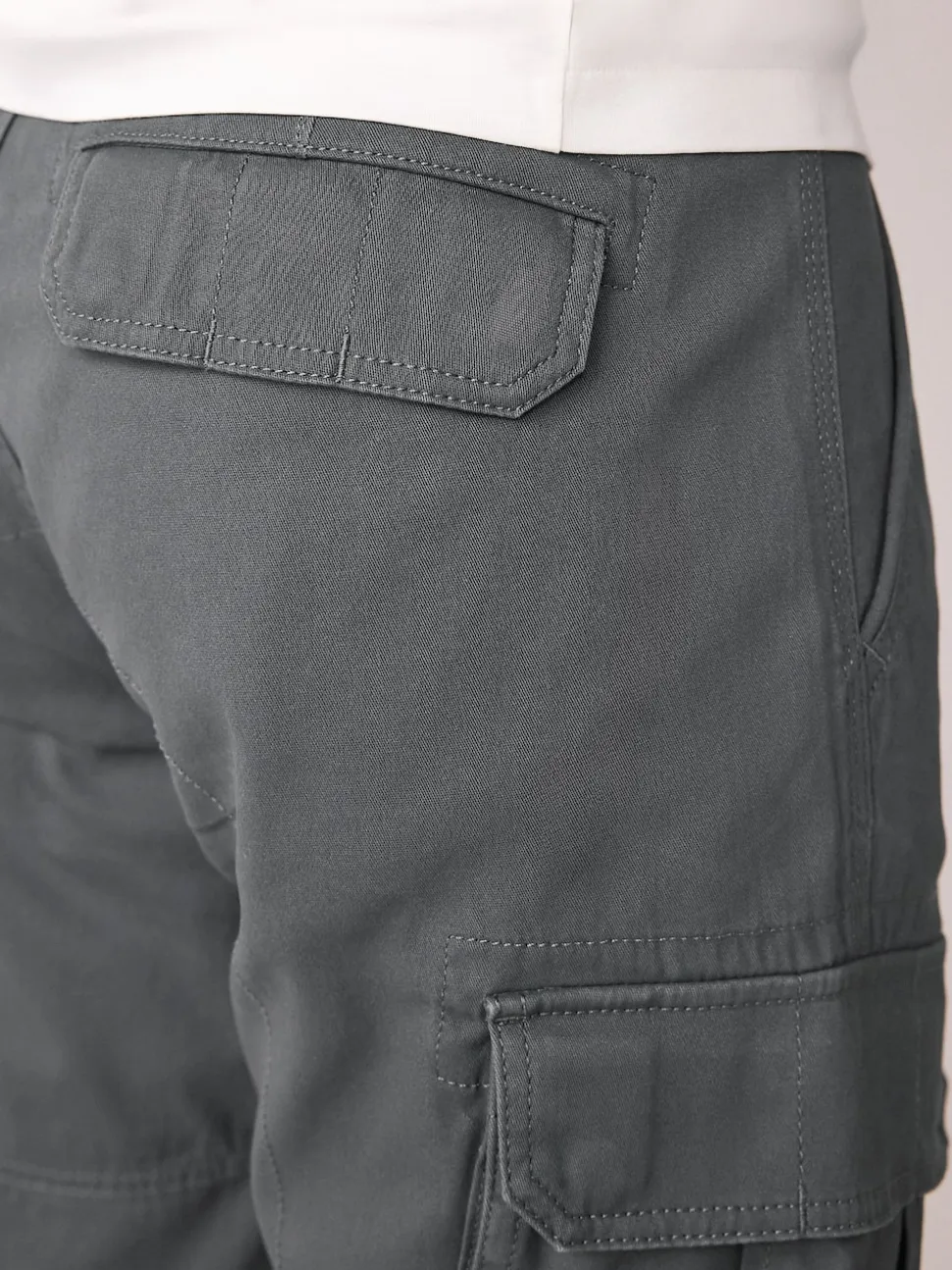 Grey Charcoal Skinny Fit Cotton Stretch Cargo Trousers