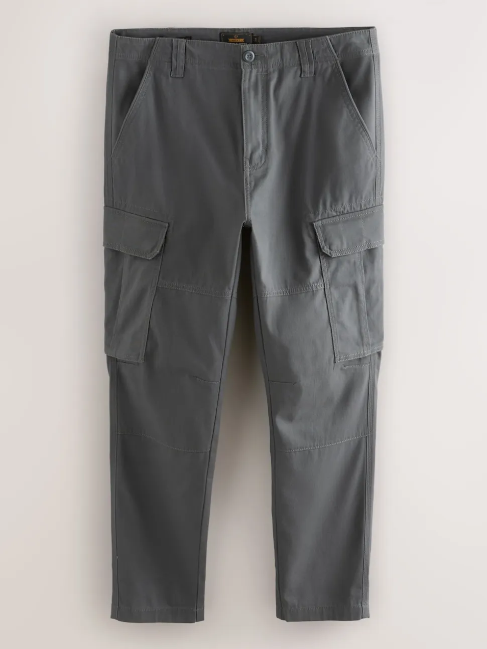 Grey Charcoal Skinny Fit Cotton Stretch Cargo Trousers