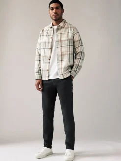 Grey Charcoal Slim Fit Stretch Chinos Trousers