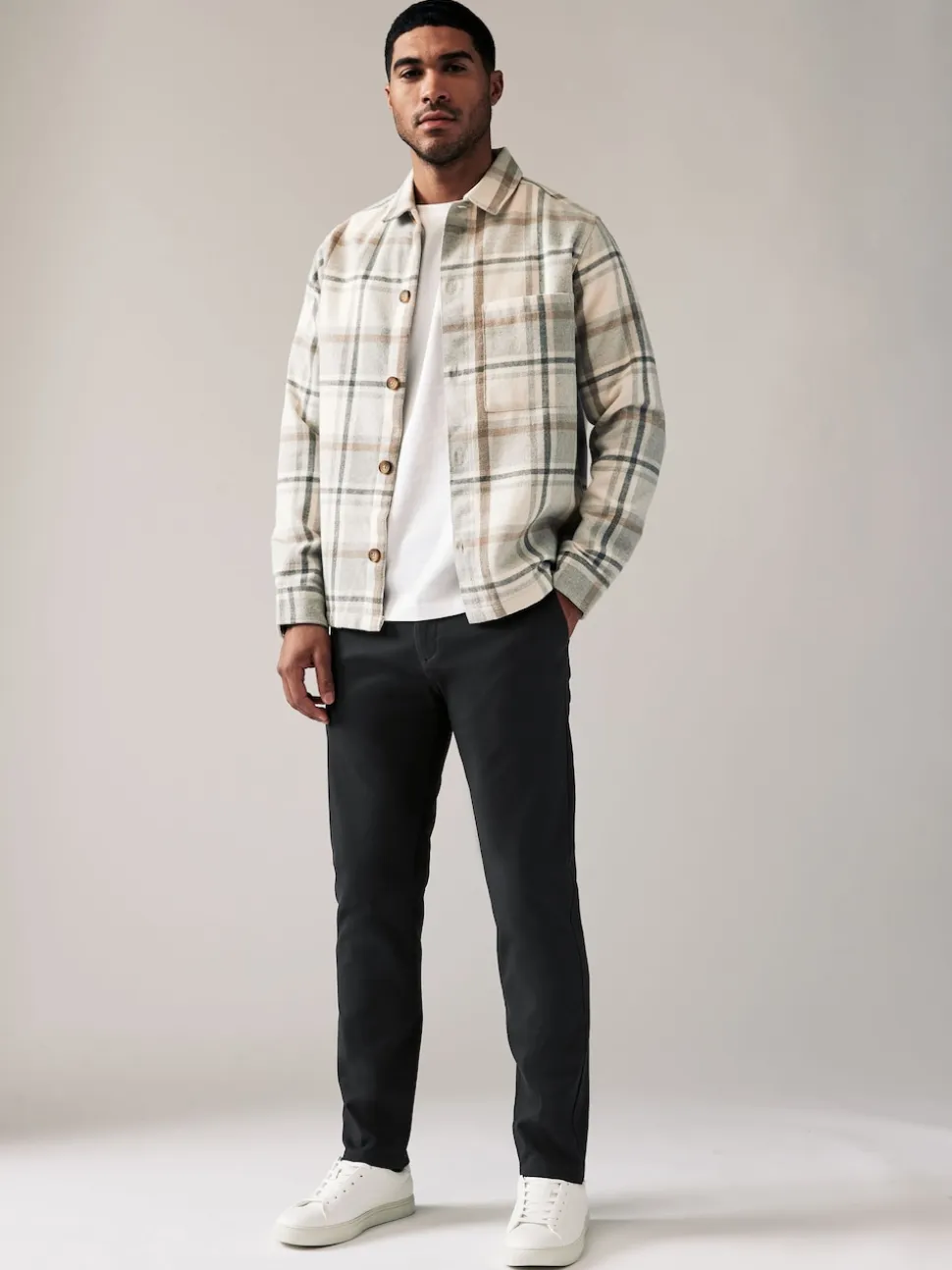 Grey Charcoal Slim Fit Stretch Chinos Trousers