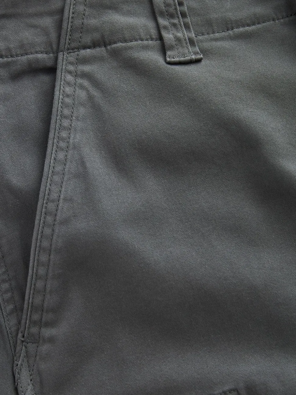 Grey Charcoal Straight Fit Cotton Stretch Cargo Trousers