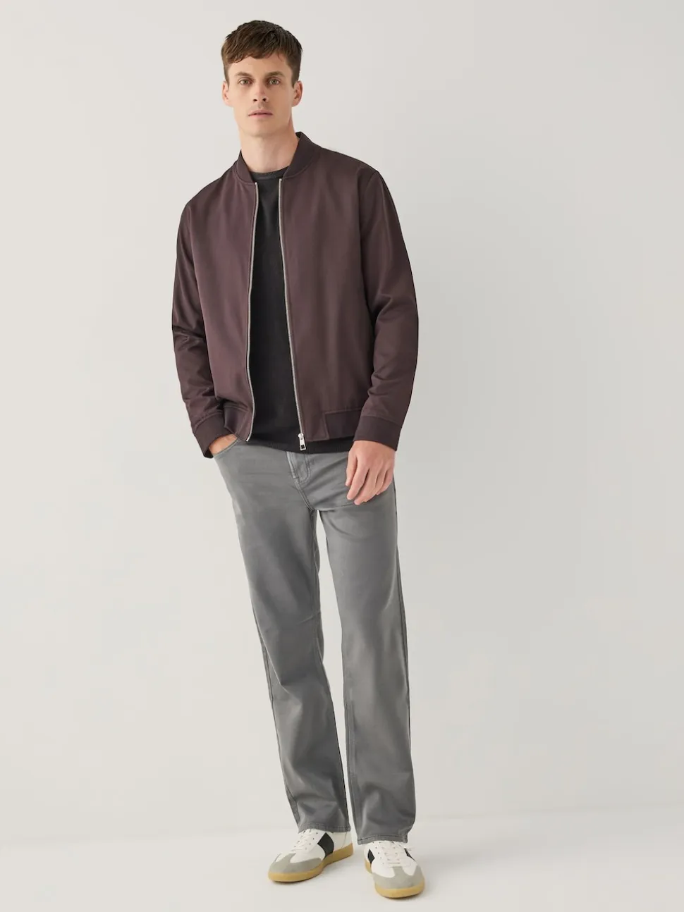 Grey Charcoal Straight Fit Comfort Stretch Jeans