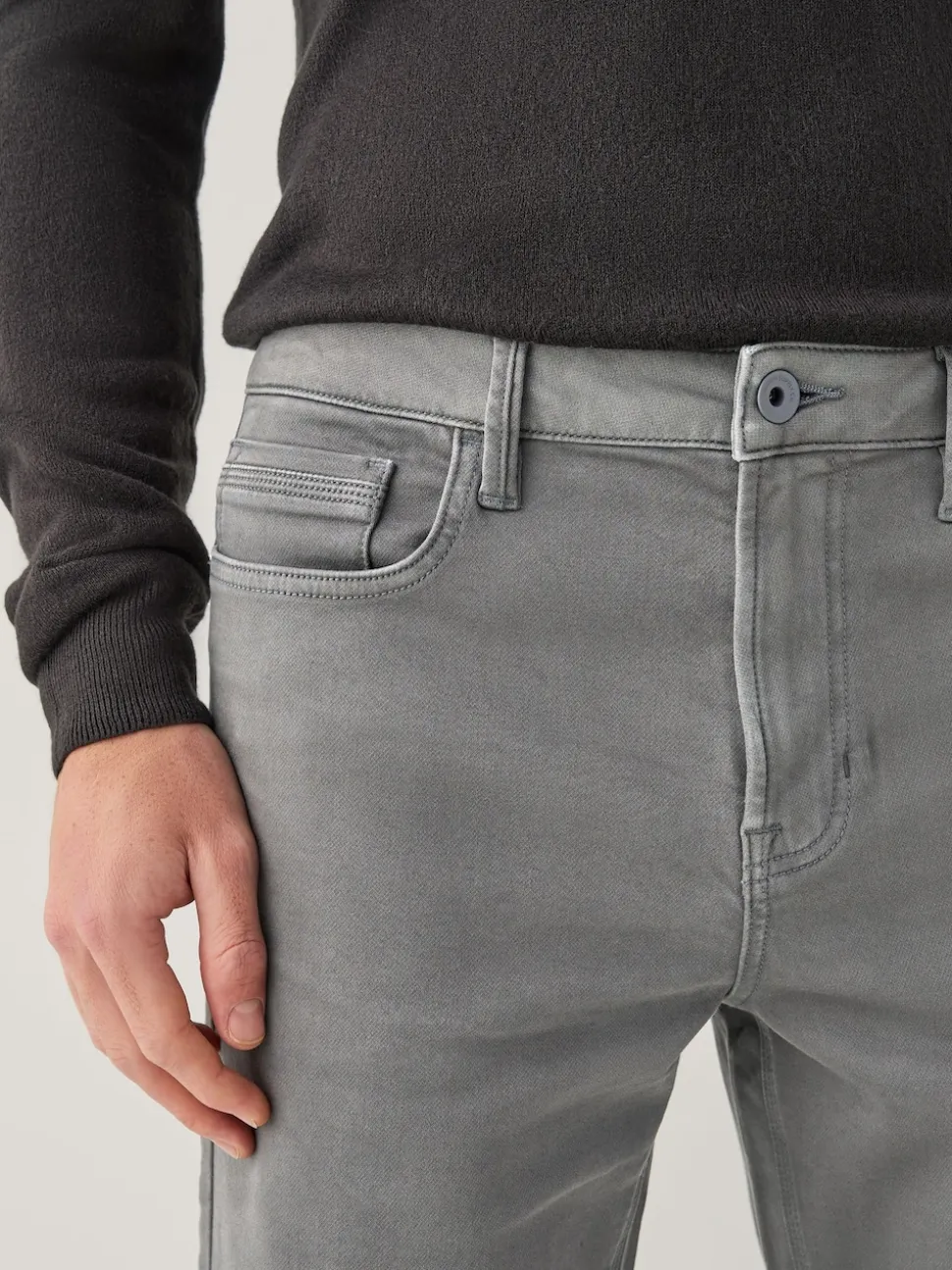 Grey Charcoal Straight Fit Comfort Stretch Jeans