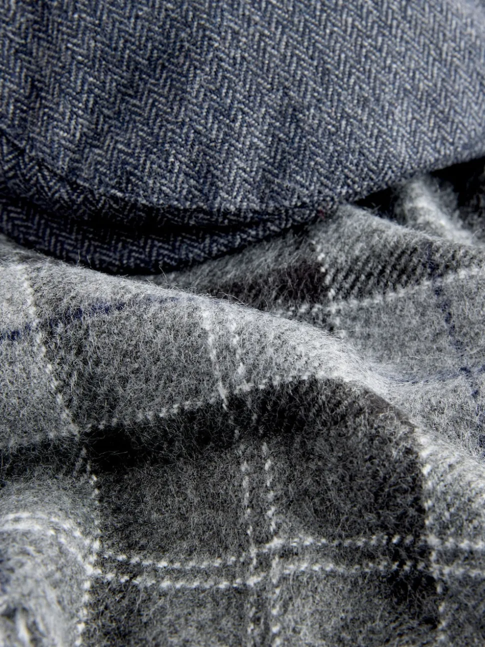 Grey Check Flat Cap And Scarf Set