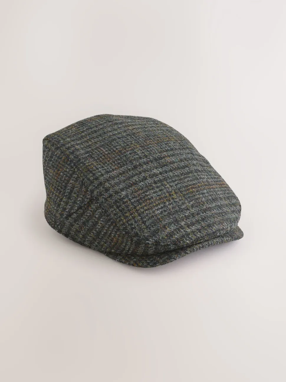 Grey Check Harris Tweed Flat Cap