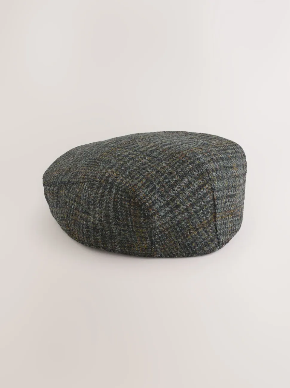 Grey Check Harris Tweed Flat Cap