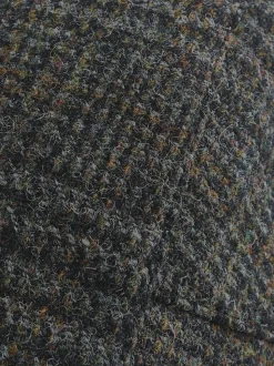 Grey Check Harris Tweed Flat Cap