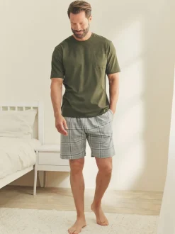 Grey Check Jersey Short Pyjamas Set