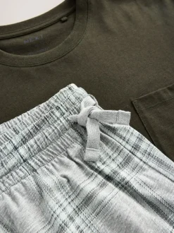 Grey Check Jersey Short Pyjamas Set