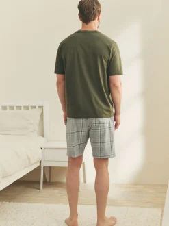 Grey Check Jersey Short Pyjamas Set