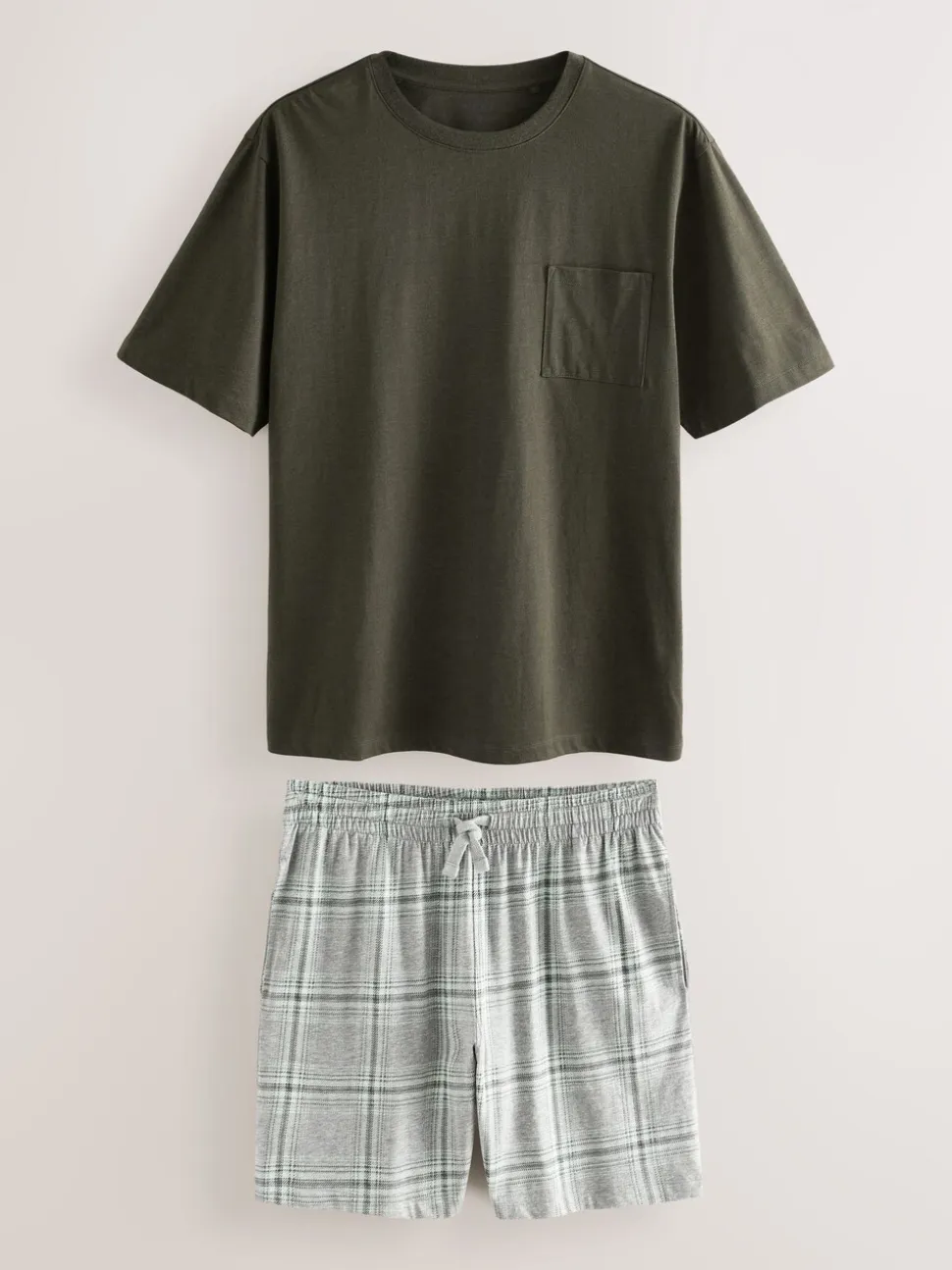 Grey Check Jersey Short Pyjamas Set