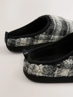 Grey Check Mule Slippers