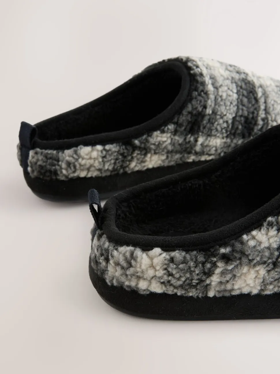 Grey Check Mule Slippers