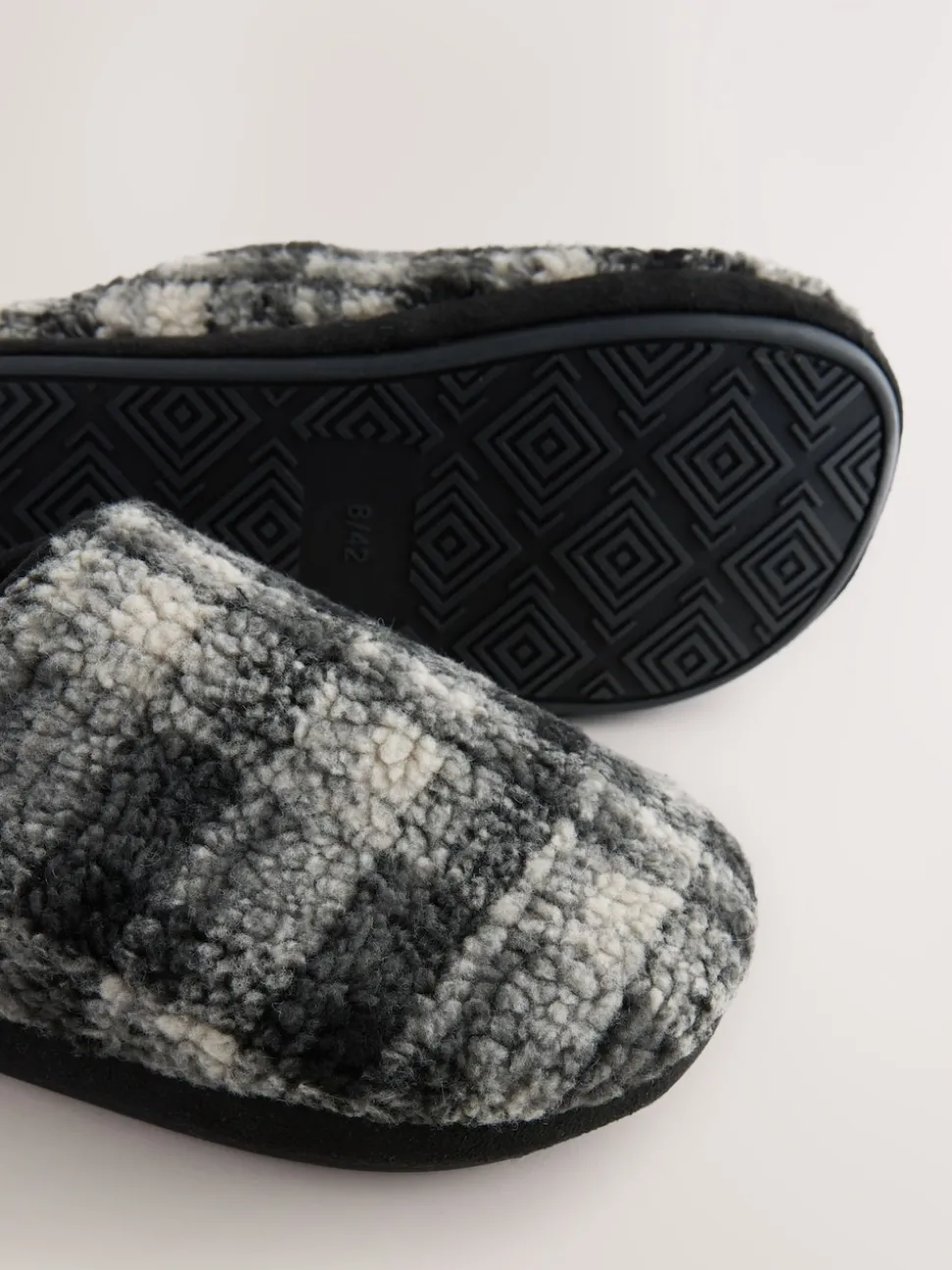 Grey Check Mule Slippers