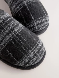 Grey Check Mule Slippers