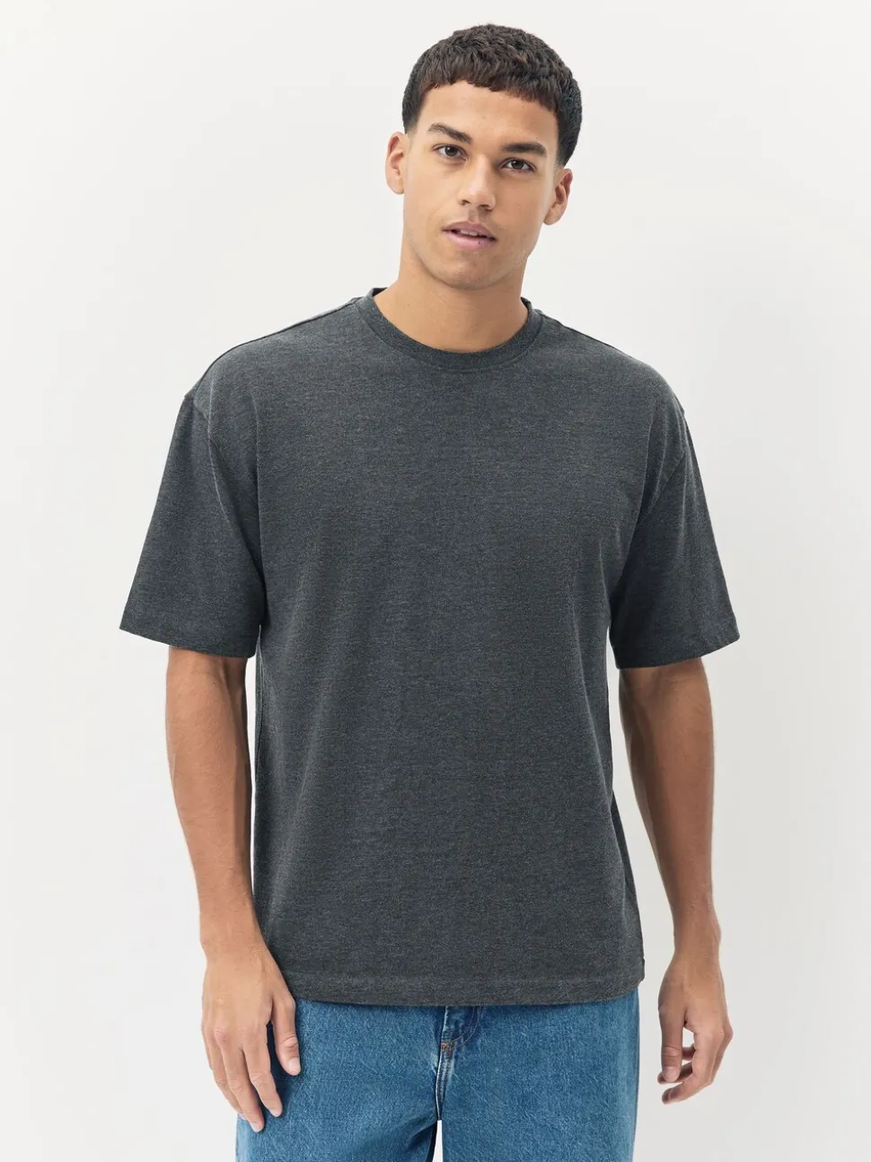 Grey Dark Marl Relaxed Fit Heavyweight T-Shirt