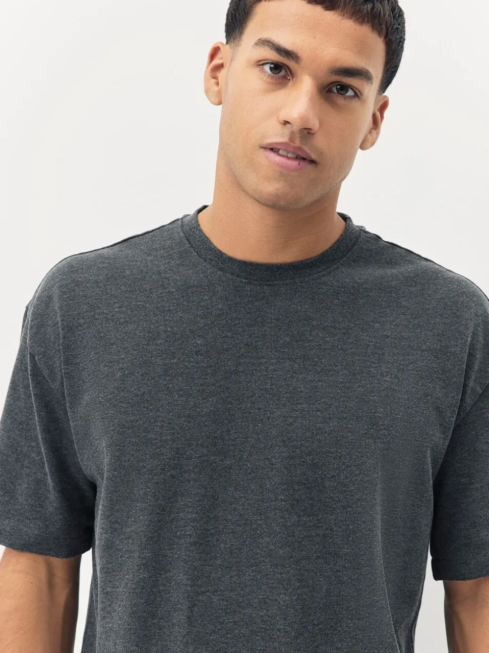 Grey Dark Marl Relaxed Fit Heavyweight T-Shirt