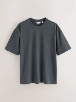 Grey Dark Marl Relaxed Fit Heavyweight T-Shirt