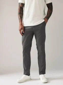 Grey Dark Slim Fit Stretch Chinos Trousers
