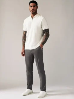 Grey Dark Slim Fit Stretch Chinos Trousers