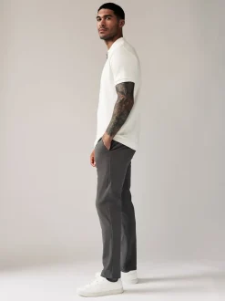 Grey Dark Slim Fit Stretch Chinos Trousers