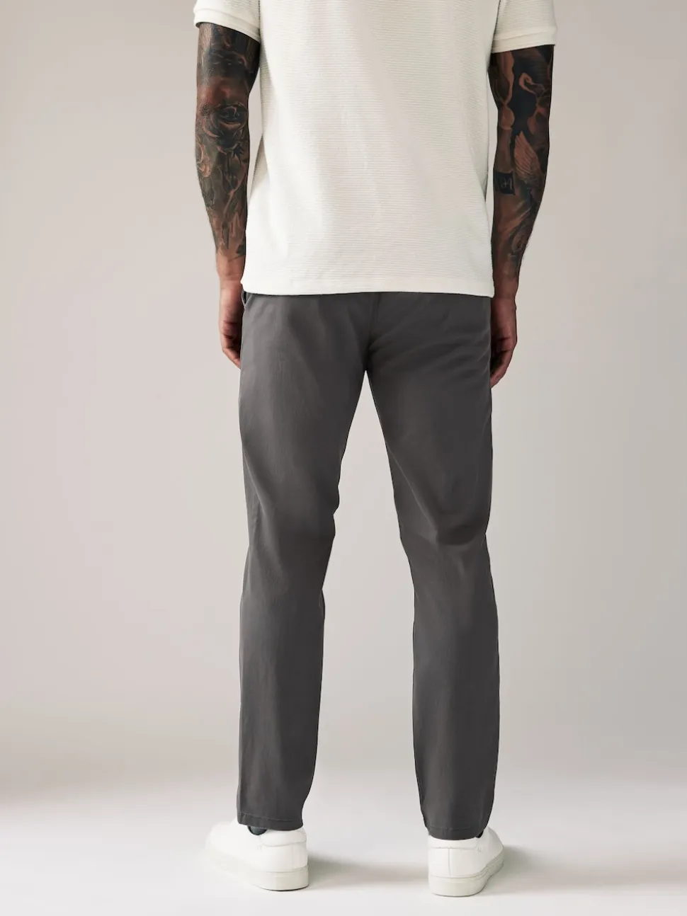 Grey Dark Slim Fit Stretch Chinos Trousers