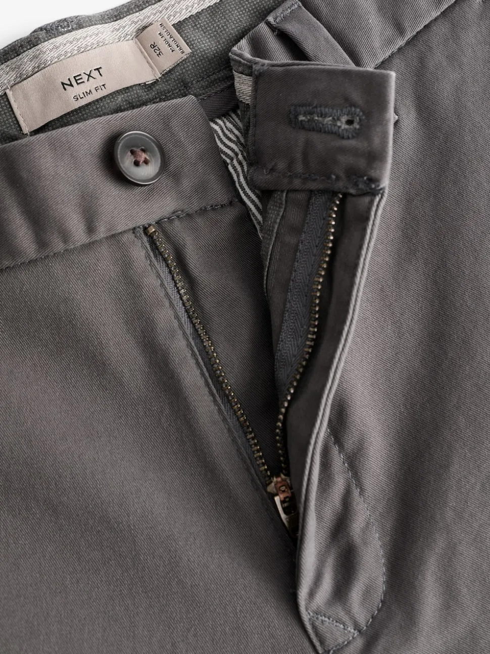 Grey Dark Slim Fit Stretch Chinos Trousers