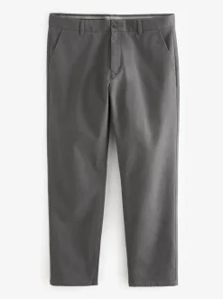 Grey Dark Straight Fit Stretch Chinos Trousers
