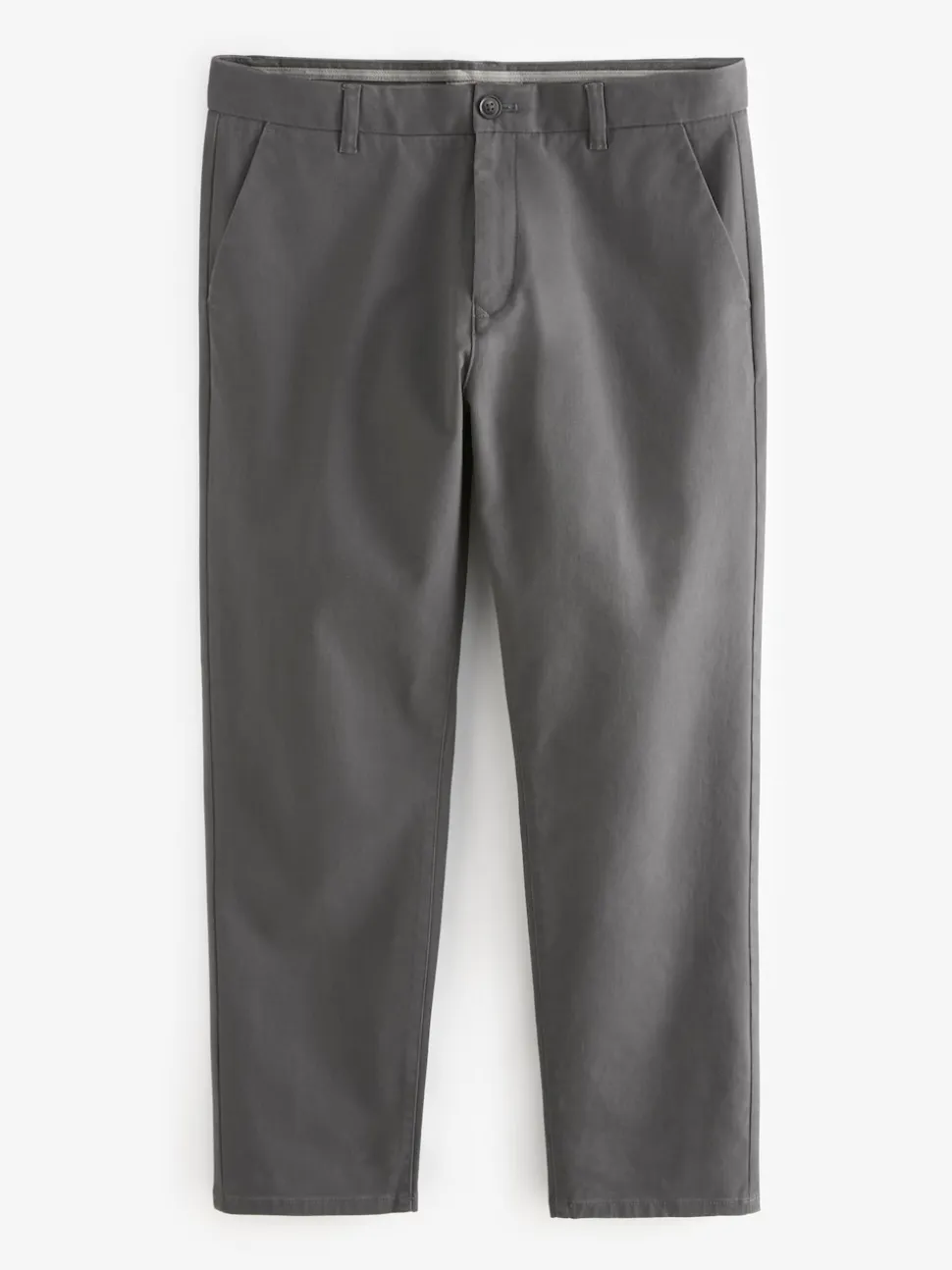 Grey Dark Straight Fit Stretch Chinos Trousers