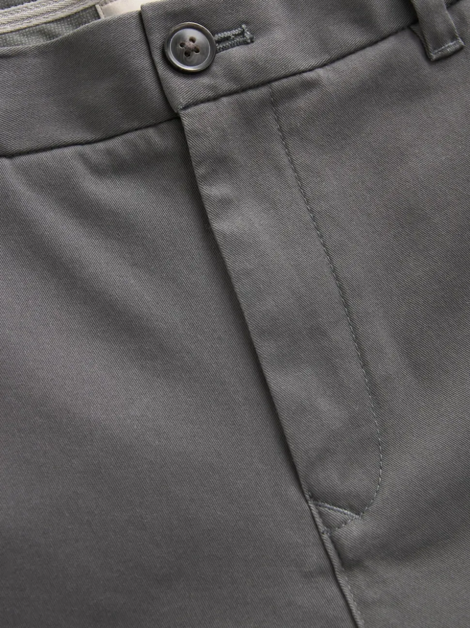 Grey Dark Straight Fit Stretch Chinos Trousers